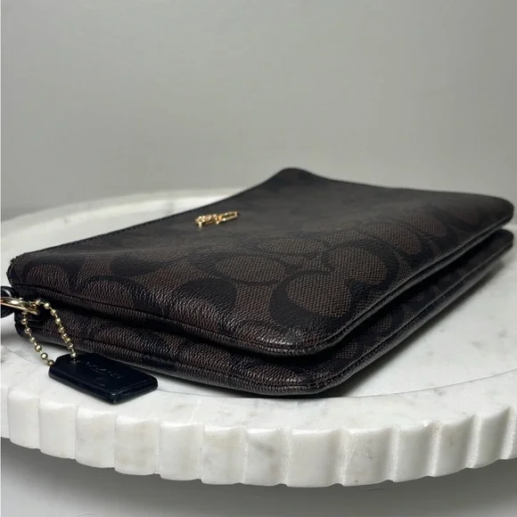 Coach Brown Signature Monogram Shoulder Bag with Large Corner Zip Wristlet - Picture 12 of 14